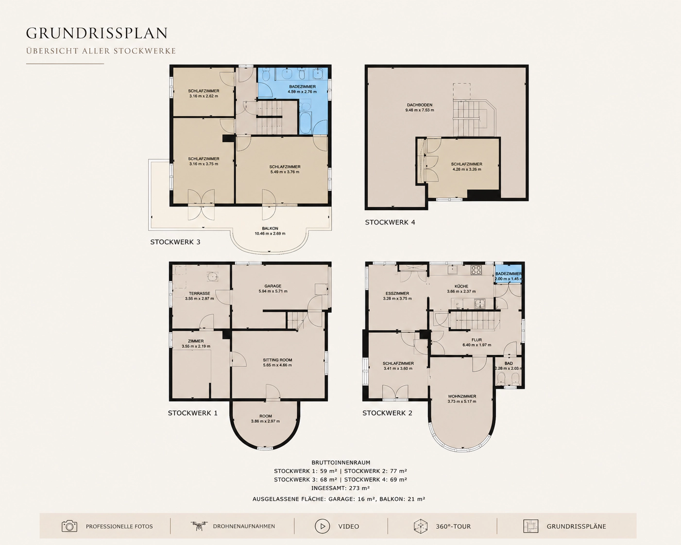 Professionell aufbereiteter Grundrissplan