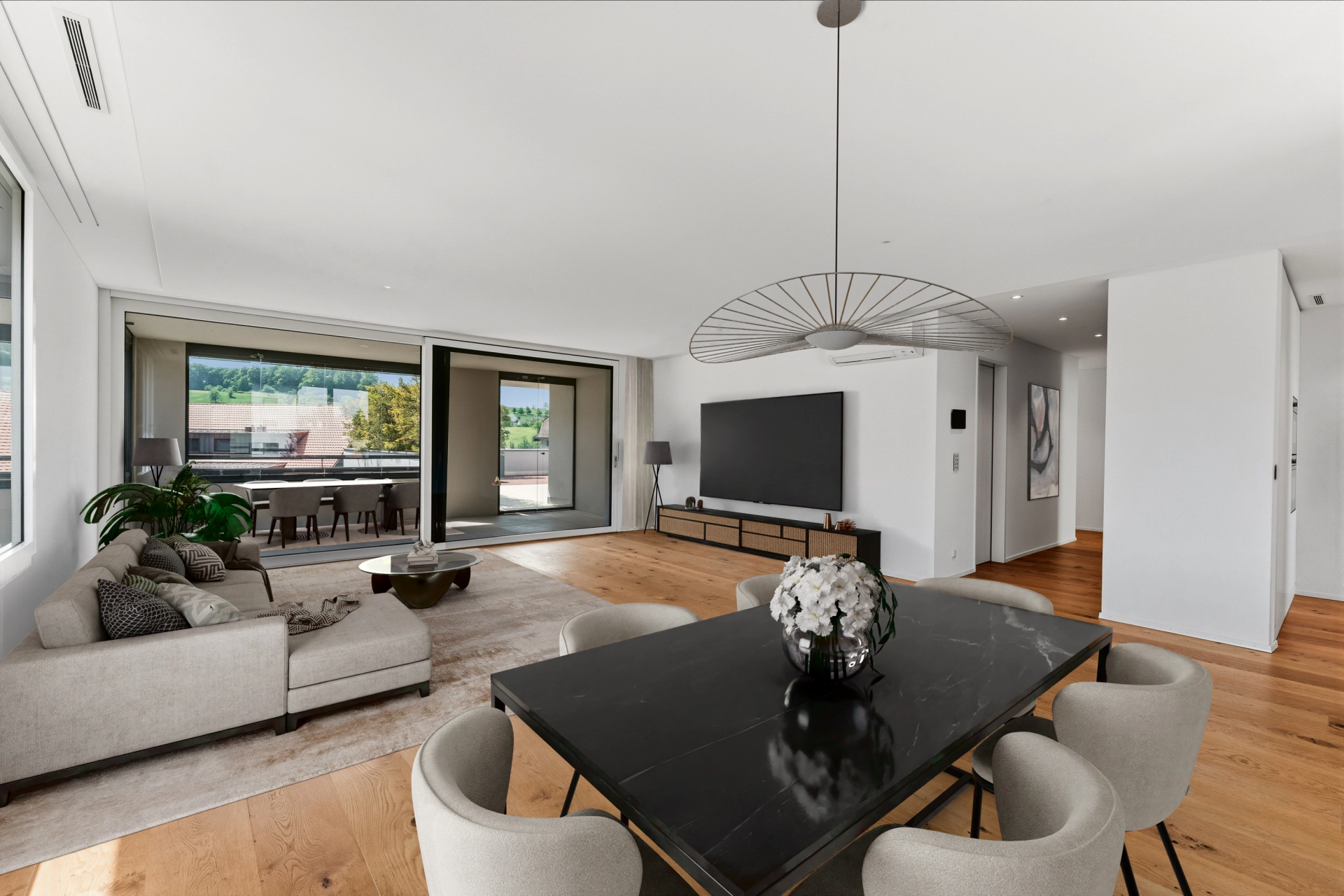 Wohnraum nach Home Staging und digitaler Visualisierung